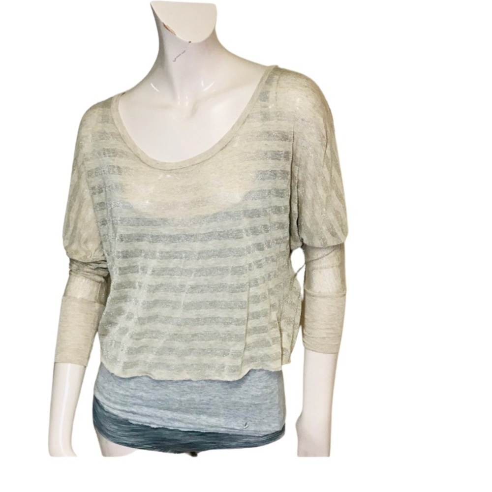 SPLENDID champagne colored sheer top xs
